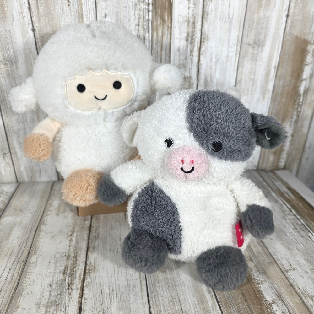 BumBumz by Russ Plush Set Cow and Sheep Farm Animals Weighted Bean Bag Toy 7.5in